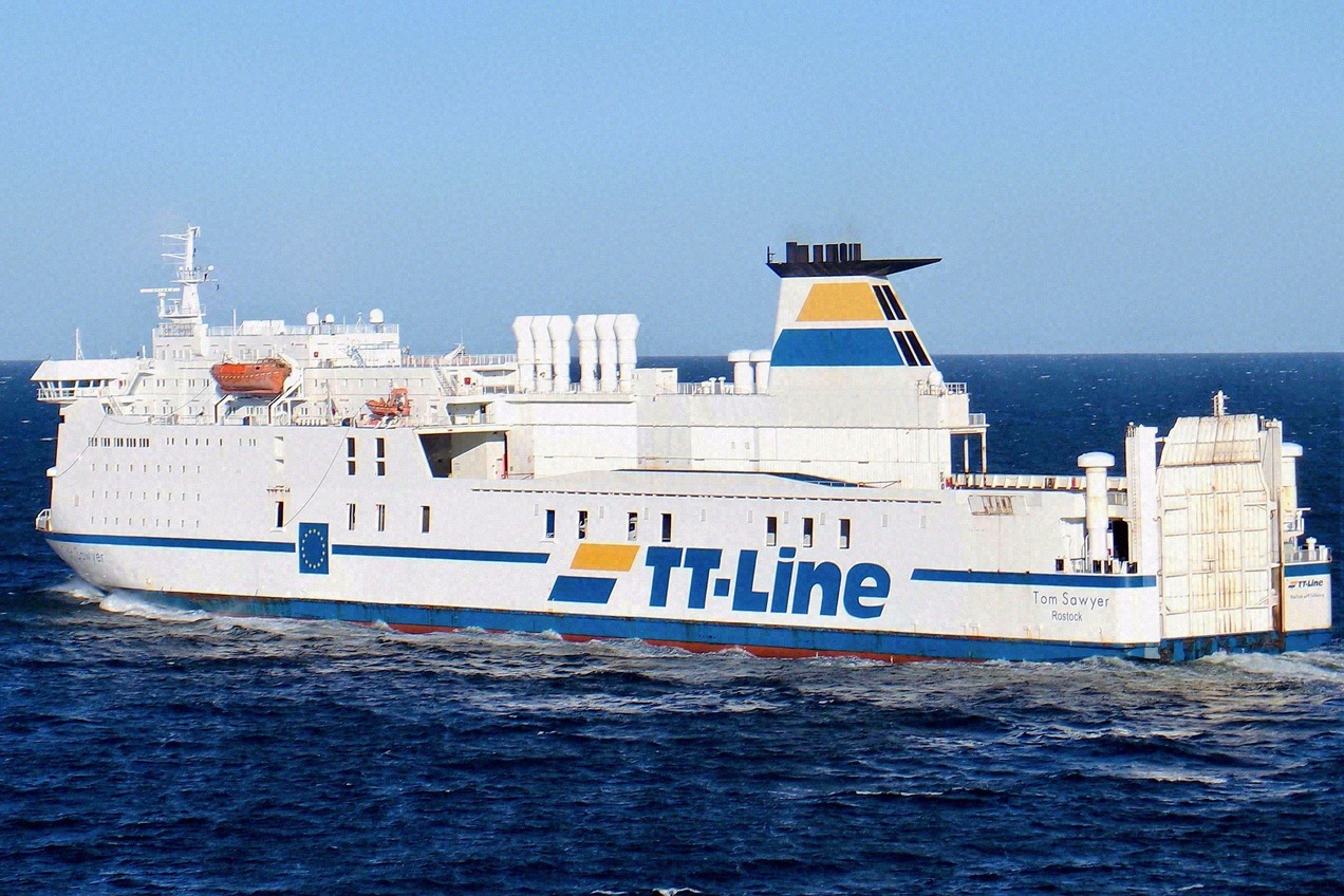 TT-Line ferry Tom Sawyer under way on the Baltic Sea
